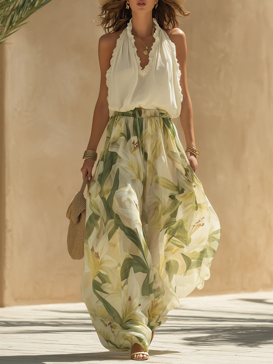 Vacance | Lily Set with Ruffled Top