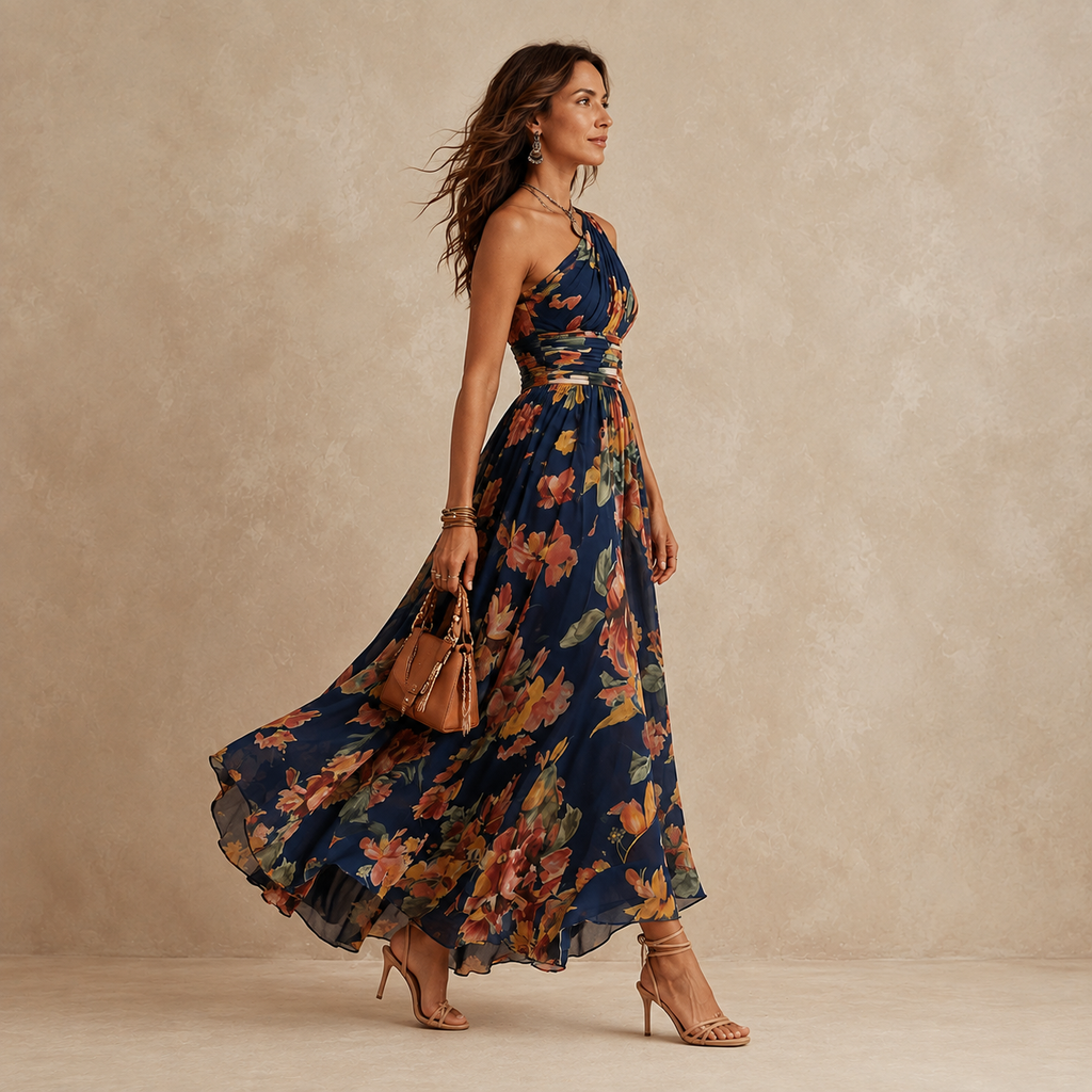 Amelia | One-Shoulder Floral Maxi Dress
