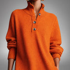 Elyon | Button-Neck Jumper Dress - Orange