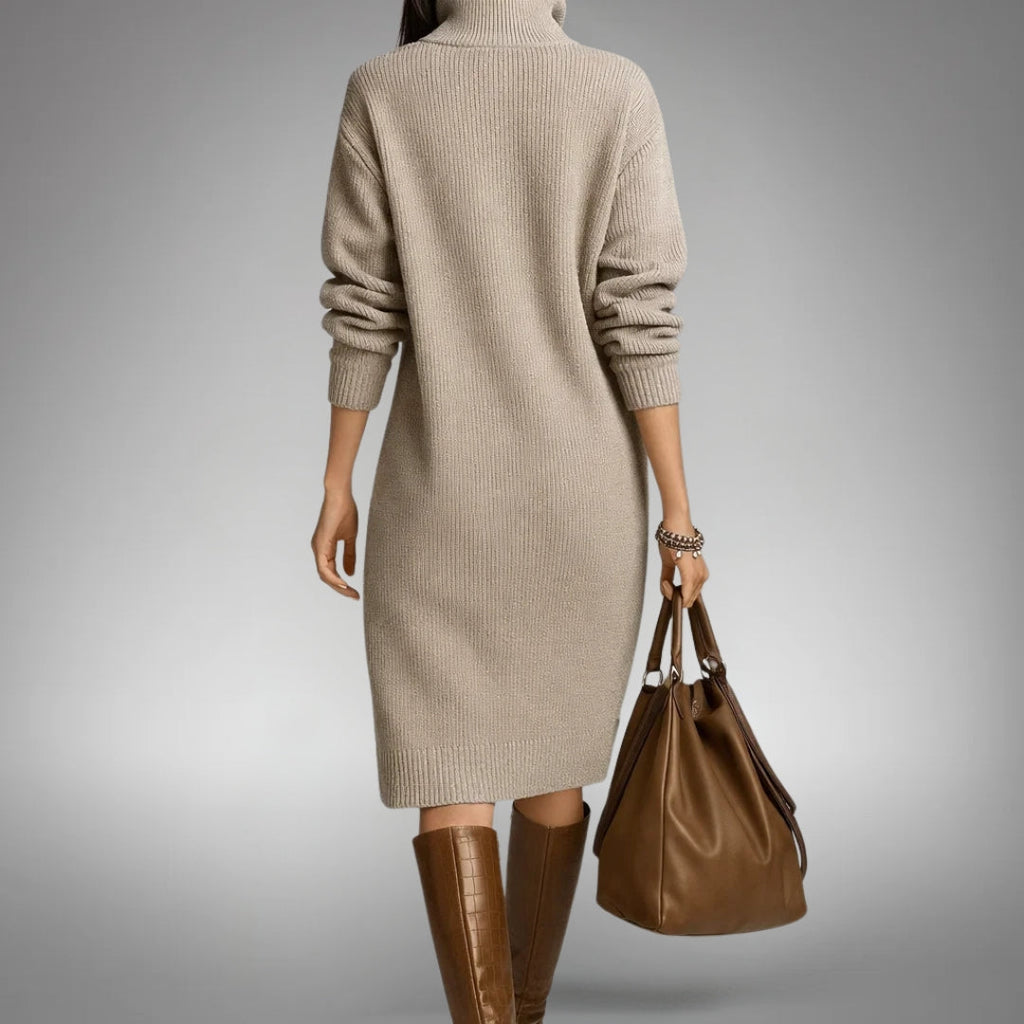 Elyon | Button-Neck Jumper Dress - Orange