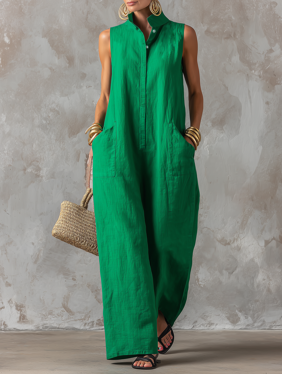 Selene | Minimalist Jumpsuit with Stand Collar