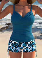 Gabby | Striped Tankini with Printed Shorts