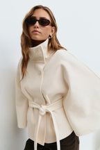 Beatrix | Belted Cape Jacket with High Collar