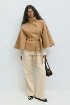 Beatrix | Belted Cape Jacket with High Collar