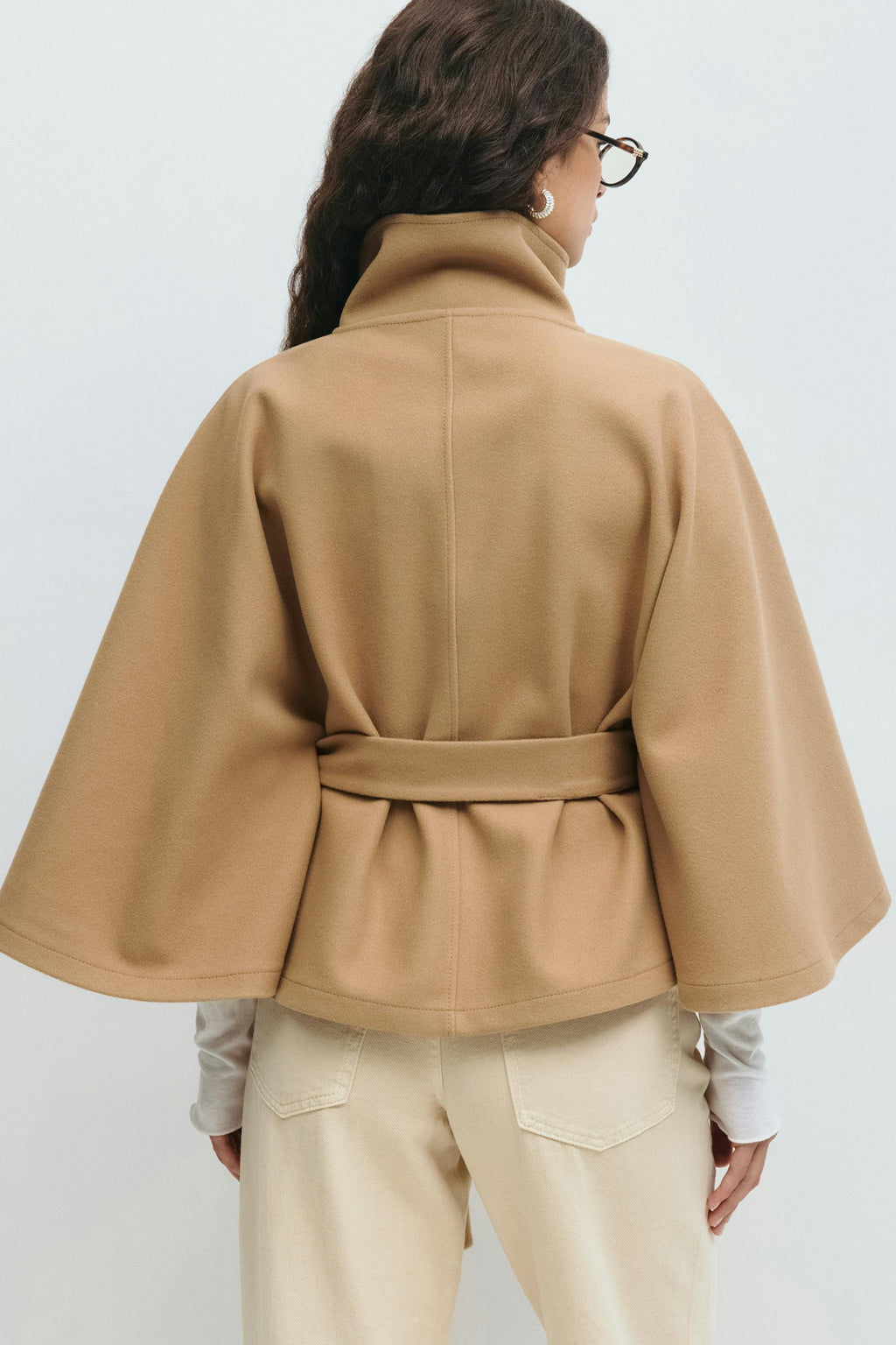 Beatrix | Belted Cape Jacket with High Collar