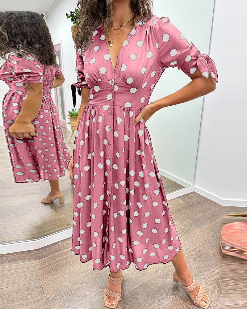 Monique | Elegant Polka-Dots Dress