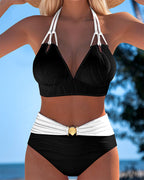 Lily | High-Cut Swimsuit with Double Straps and Contrast Colour
