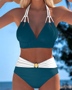 Lily | High-Cut Swimsuit with Double Straps and Contrast Colour