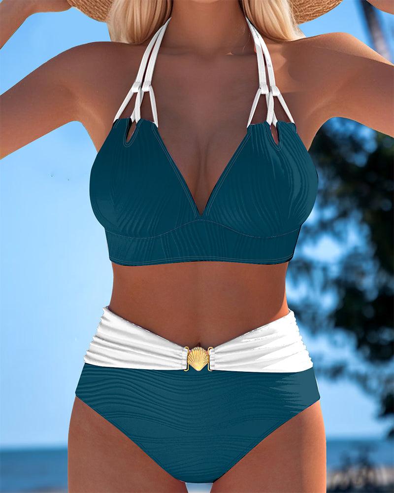 Lily | High-Cut Swimsuit with Double Straps and Contrast Colour