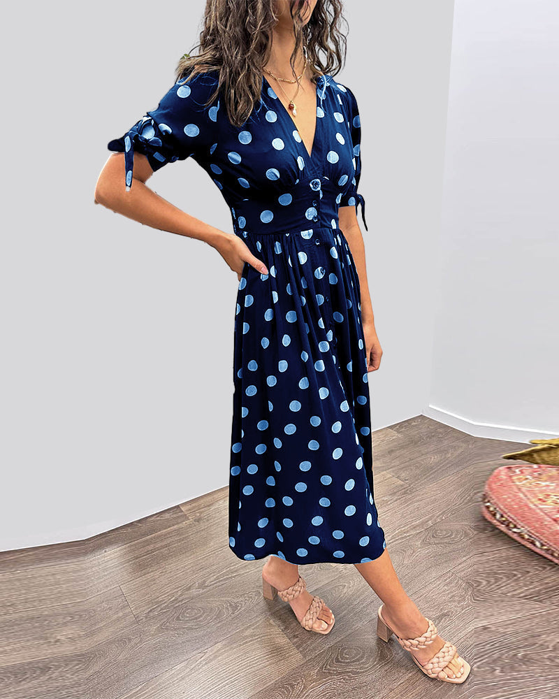 Monique | Elegant Polka-Dots Dress