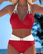 Lily | High-Cut Swimsuit with Double Straps and Contrast Colour