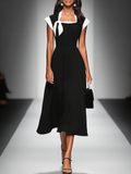 Delphine | Colourblock Square Neck Midi Dress