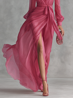 Maylis | Pink V-Neck Maxi Dress