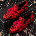 Nola | Leopard Tassel Loafers - Red