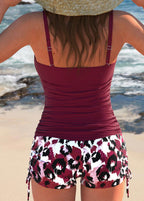 Gabby | Striped Tankini with Printed Shorts