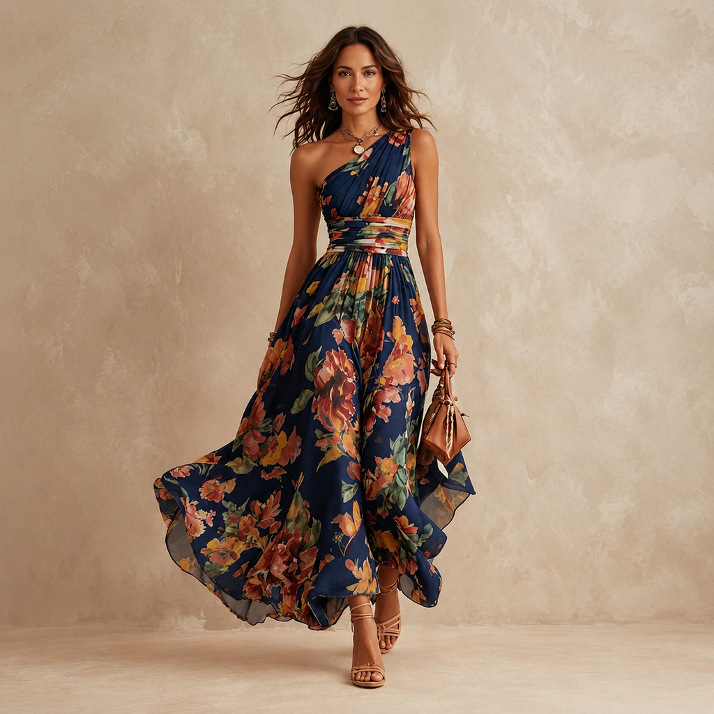 Amelia | One-Shoulder Floral Maxi Dress