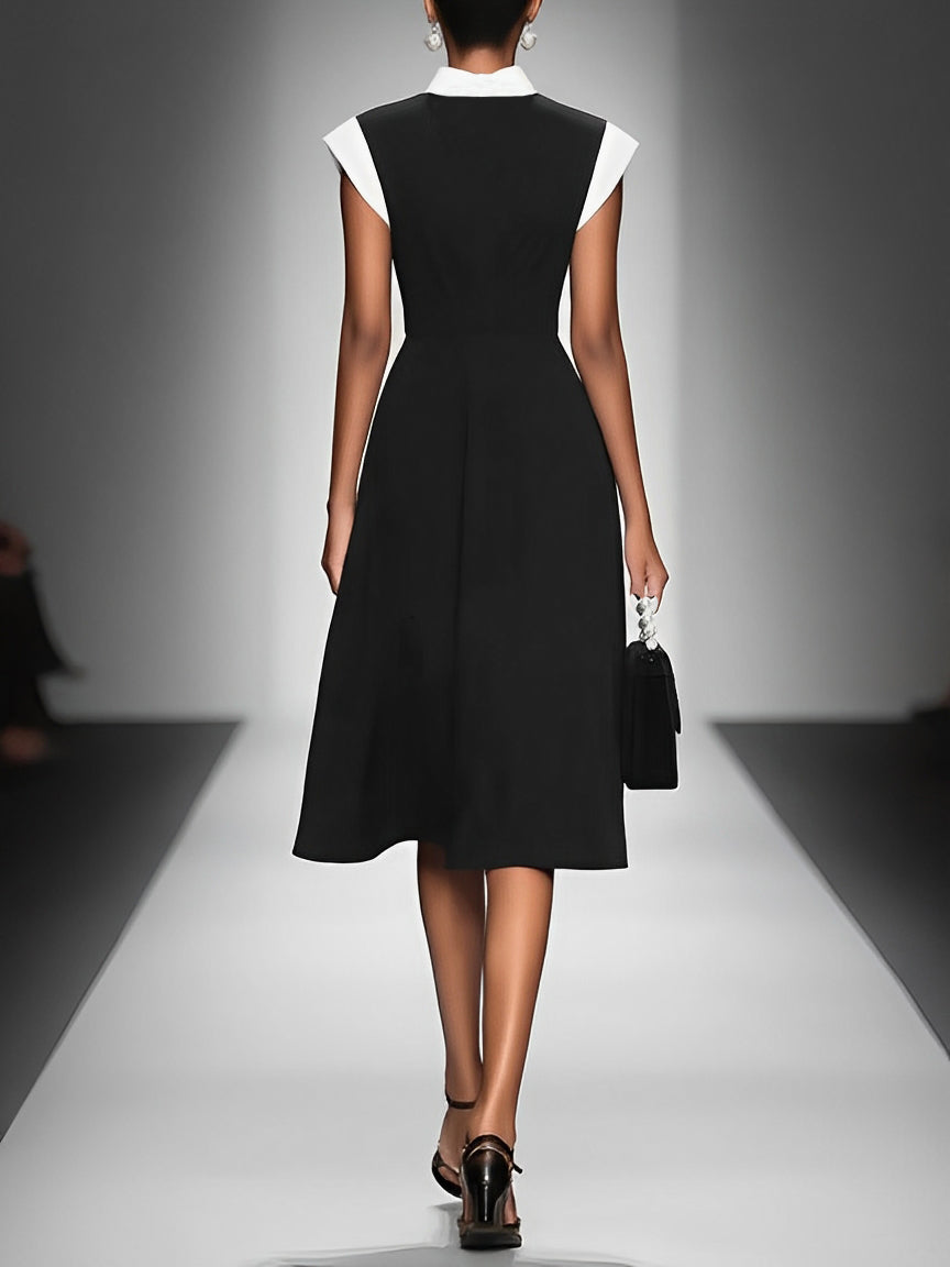 Delphine | Colourblock Square Neck Midi Dress