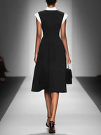 Delphine | Colourblock Square Neck Midi Dress