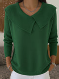 Sunnora | Fold-Over Collar Jumper - Green