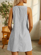 Feliccia | Sleeveless Striped Pocket Dress