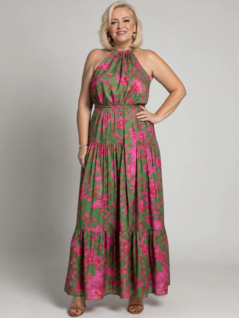 Louisa | Draped Halter Midi Dress