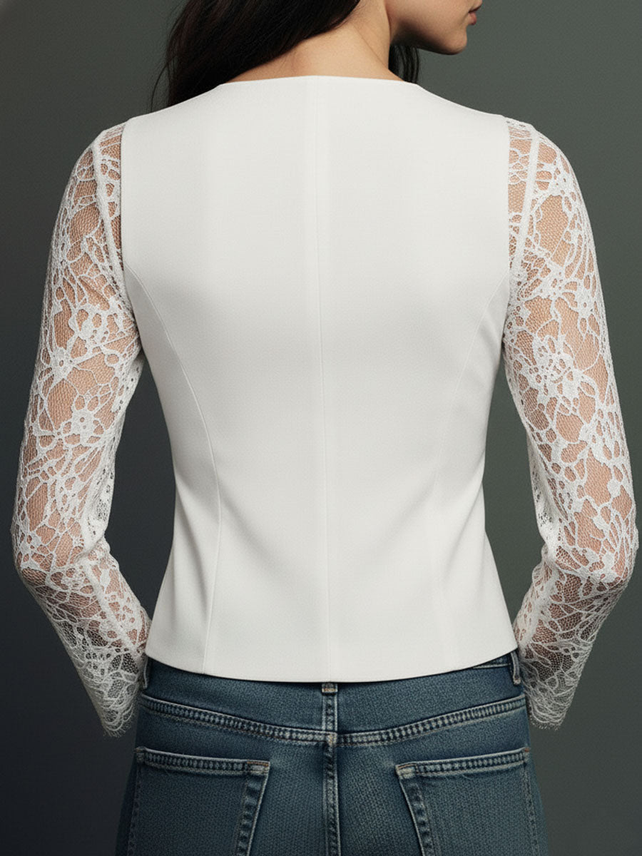 Selina | Elegant Lace Blouse with Tailored Waistcoat