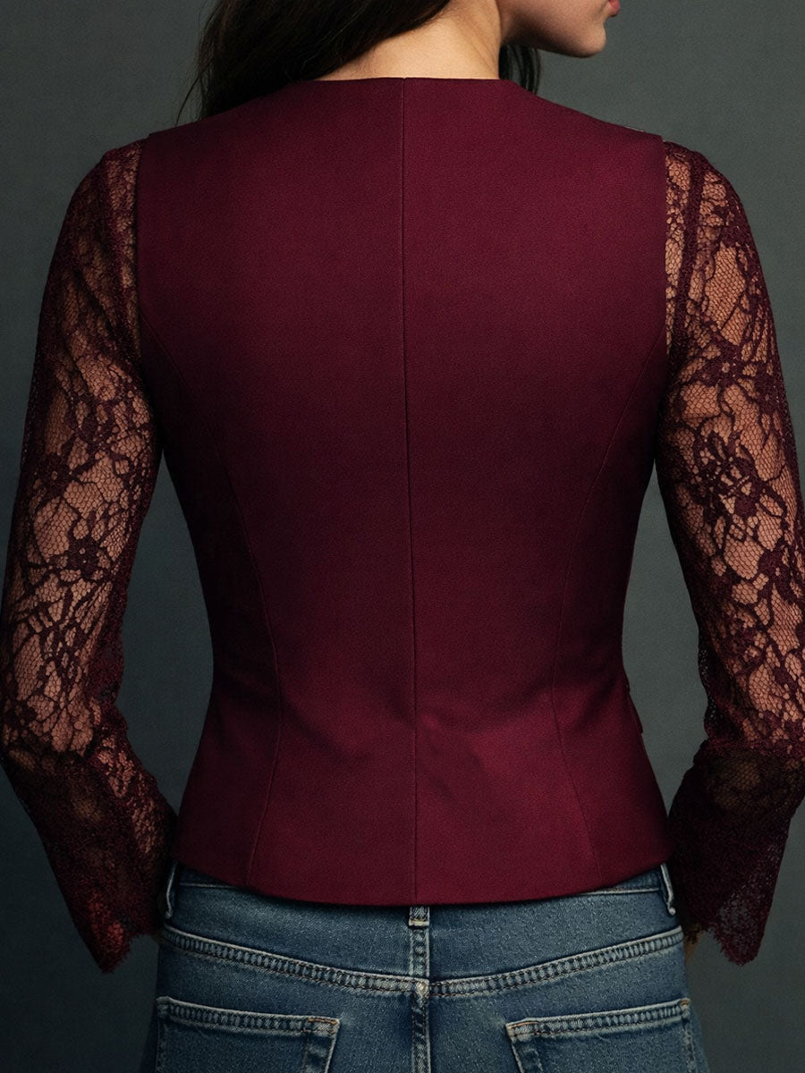 Selina | Elegant Lace Blouse with Tailored Waistcoat