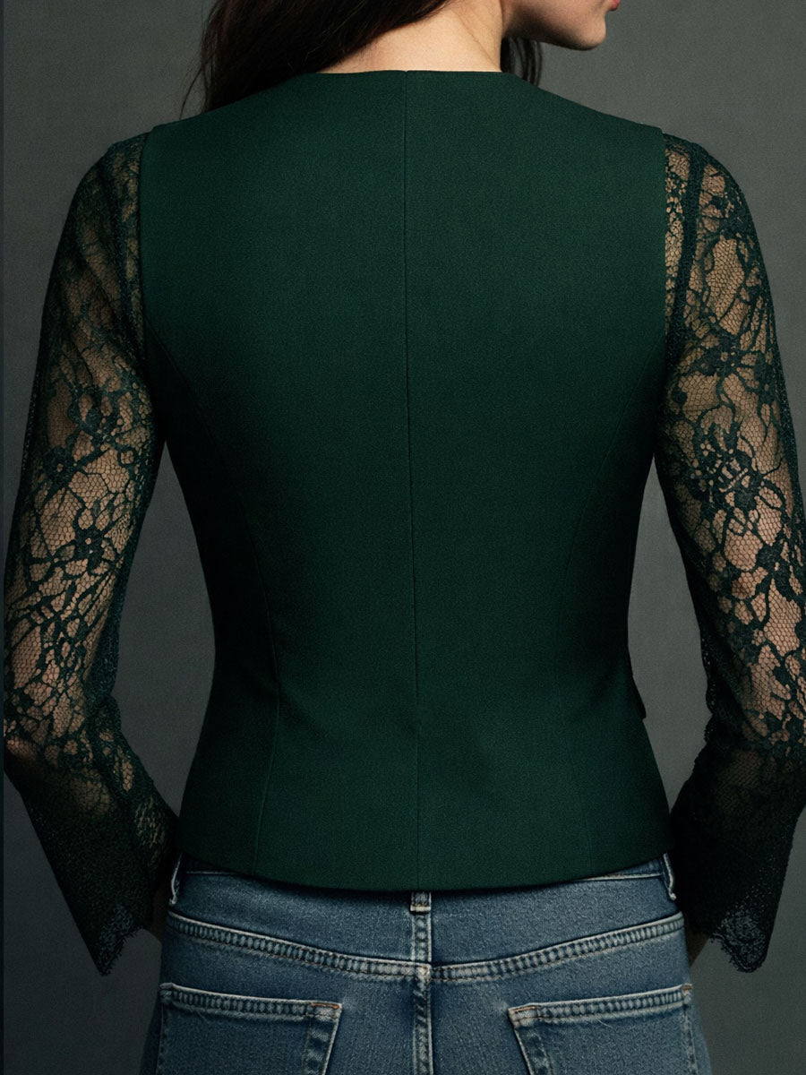 Selina | Elegant Lace Blouse with Tailored Waistcoat