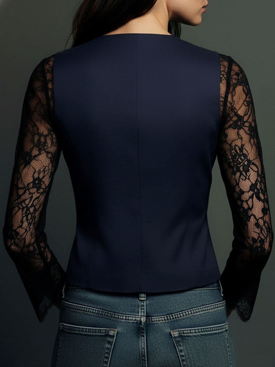 Selina | Elegant Lace Blouse with Tailored Waistcoat