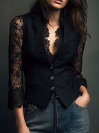 Selina | Elegant Lace Blouse with Tailored Waistcoat
