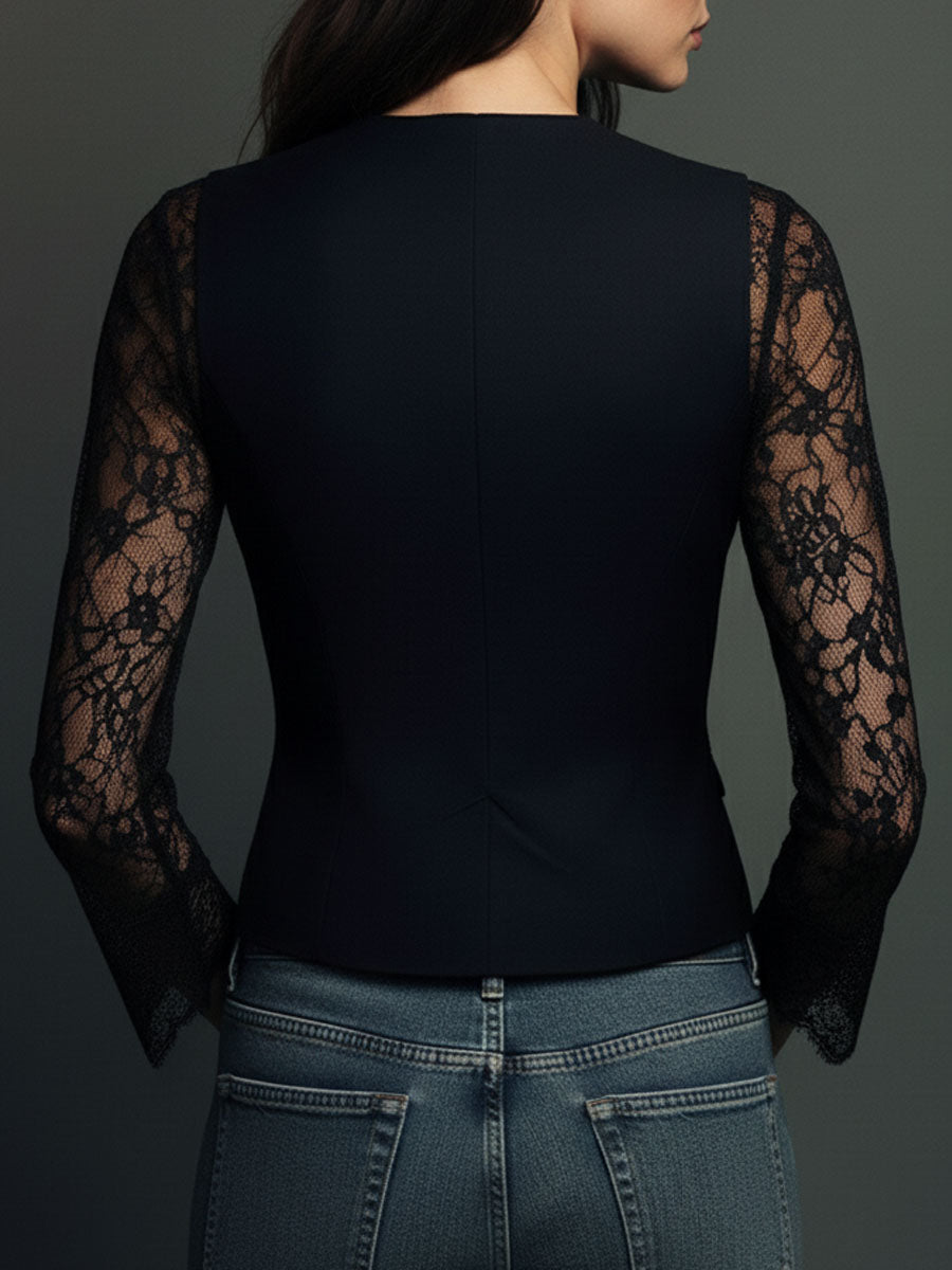 Selina | Elegant Lace Blouse with Tailored Waistcoat