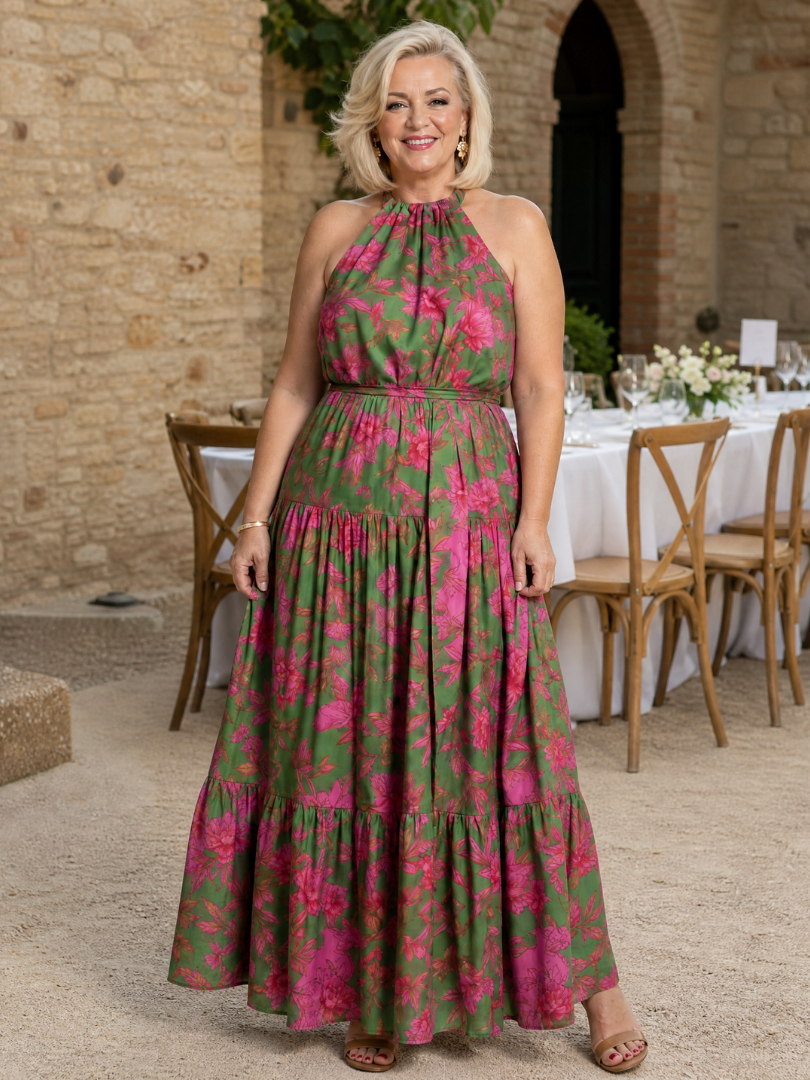 Louisa | Draped Halter Midi Dress
