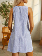 Feliccia | Sleeveless Striped Pocket Dress