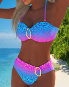 Lydia | Halterneck Leopard Print Gradient Swimsuit