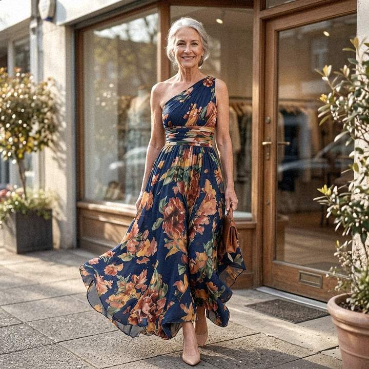 Amelia | One-Shoulder Floral Maxi Dress