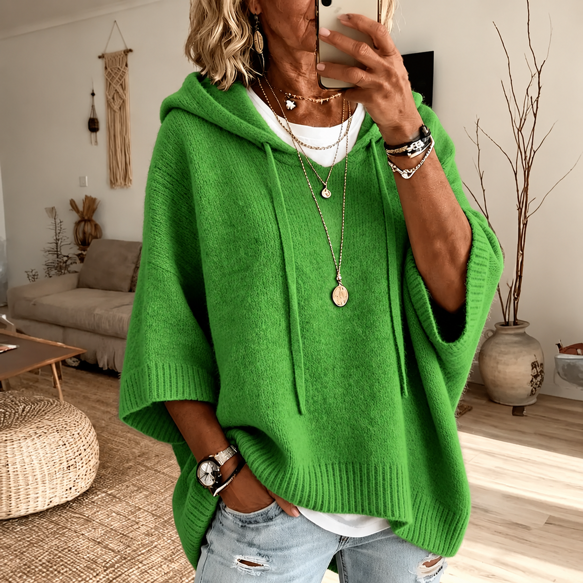 Marlene | Oversized Hooded Jumper - Green