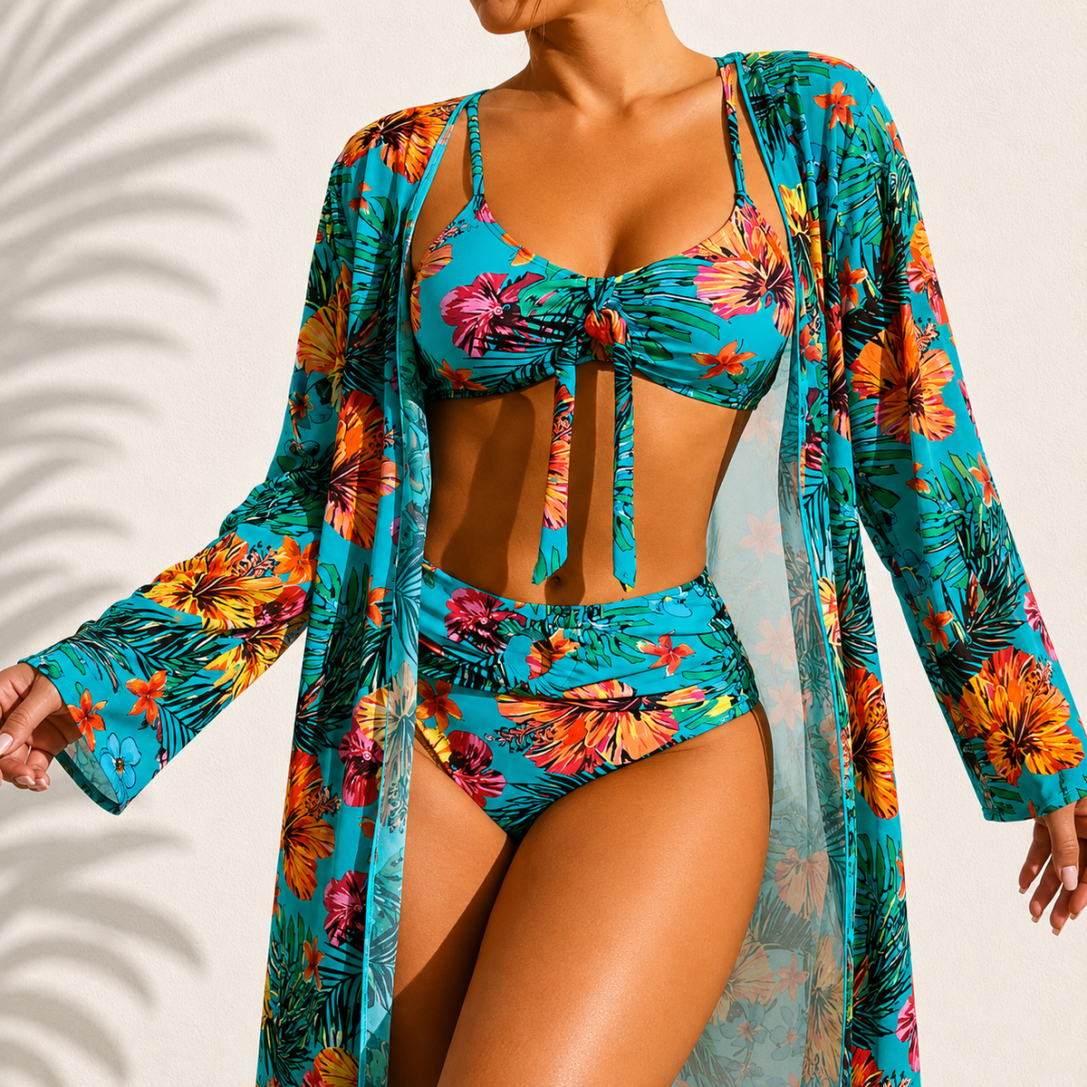 Marie | Tropical 3-Piece Bikini Set