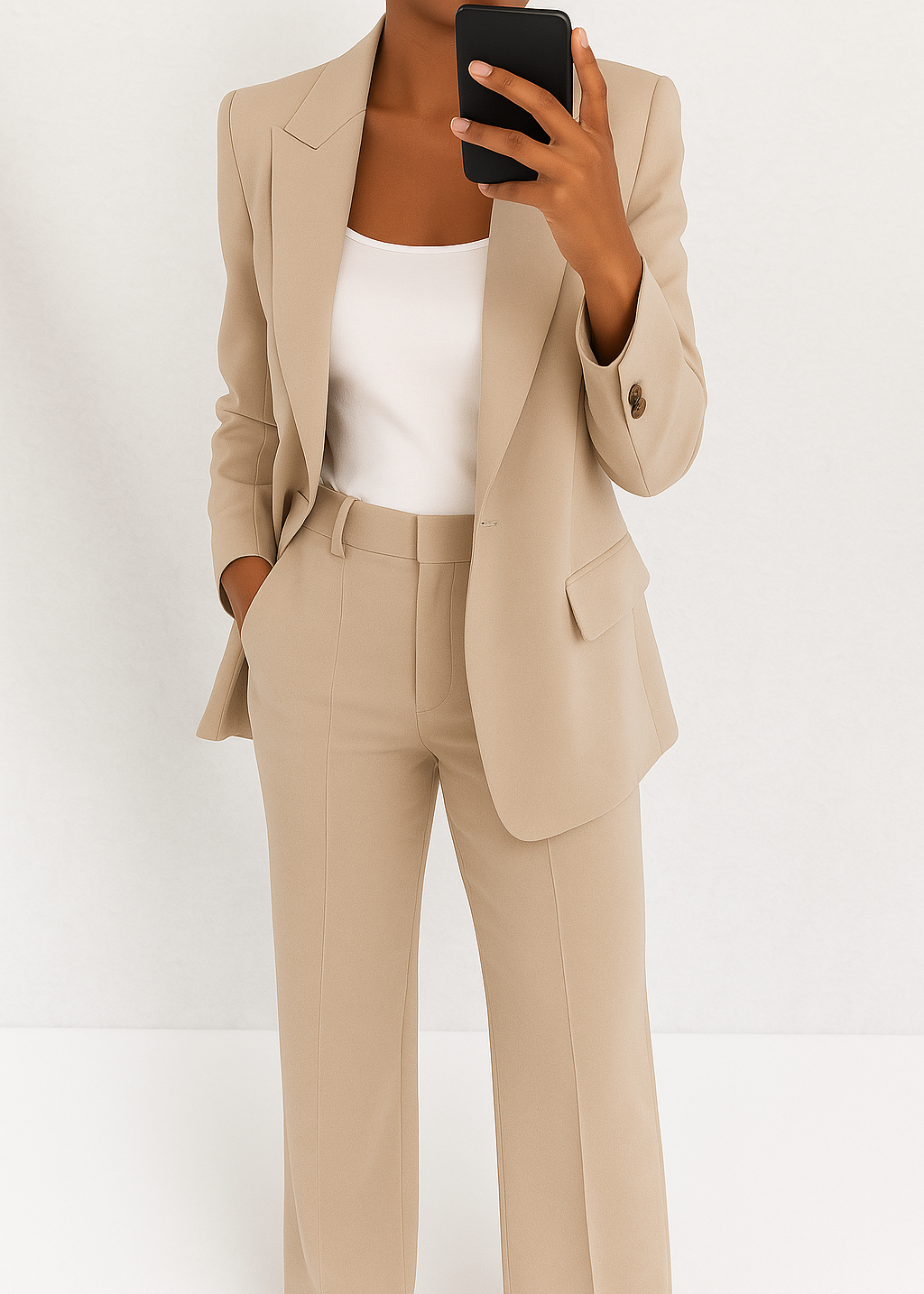 Brenda | Women's Tailored Suit Set - Beige