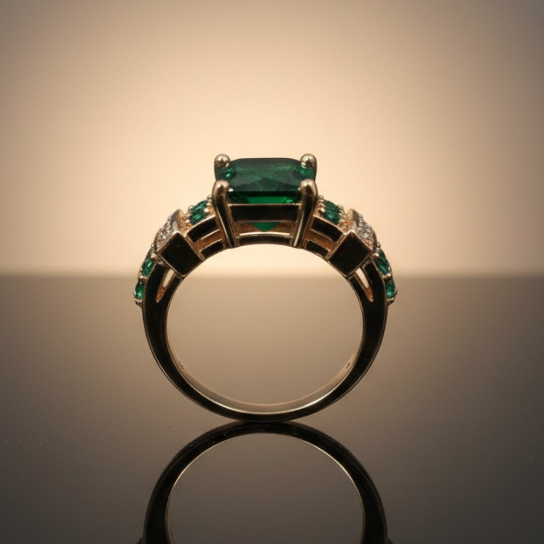 Green Crystalline Gold Ring