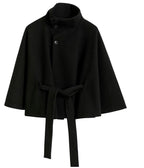 Beatrix | Belted Cape Jacket with High Collar