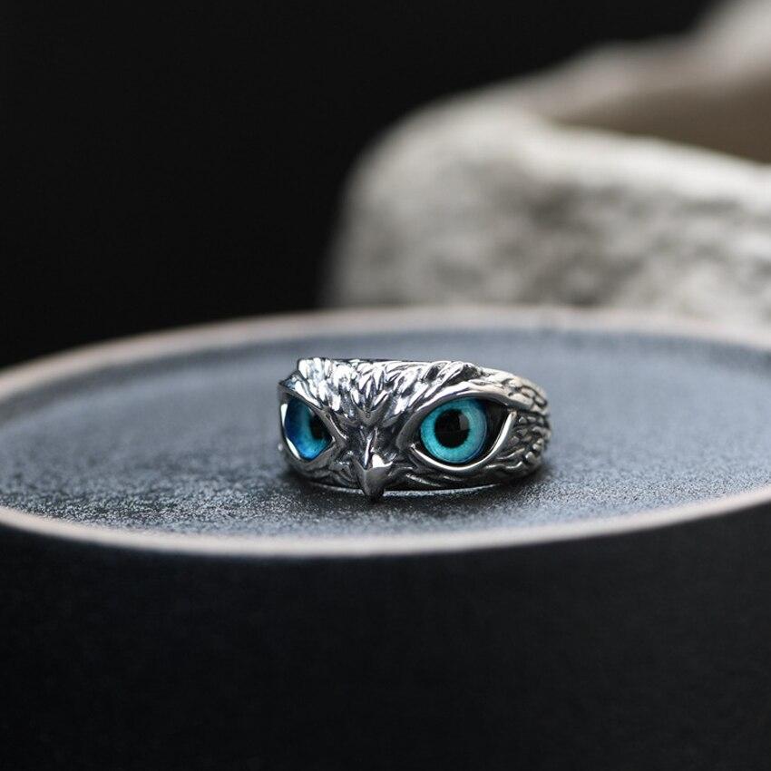 Owl of Luck Adjustable Ring in Silver and Opal