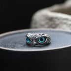 Owl of Luck Adjustable Ring in Silver and Opal