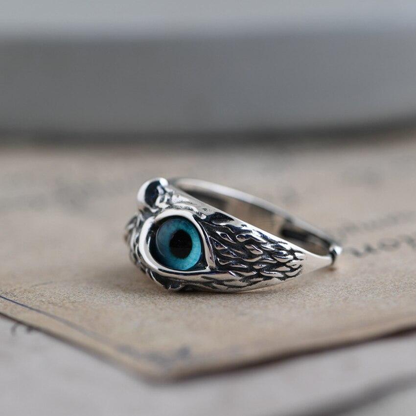 Owl of Luck Adjustable Ring in Silver and Opal