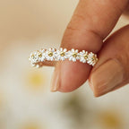Adjustable Silver Ring with Hand-Painted Enamel Flower Design