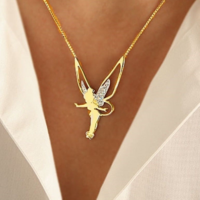 Happy Fairy Necklace in Sterling Silver and Gold