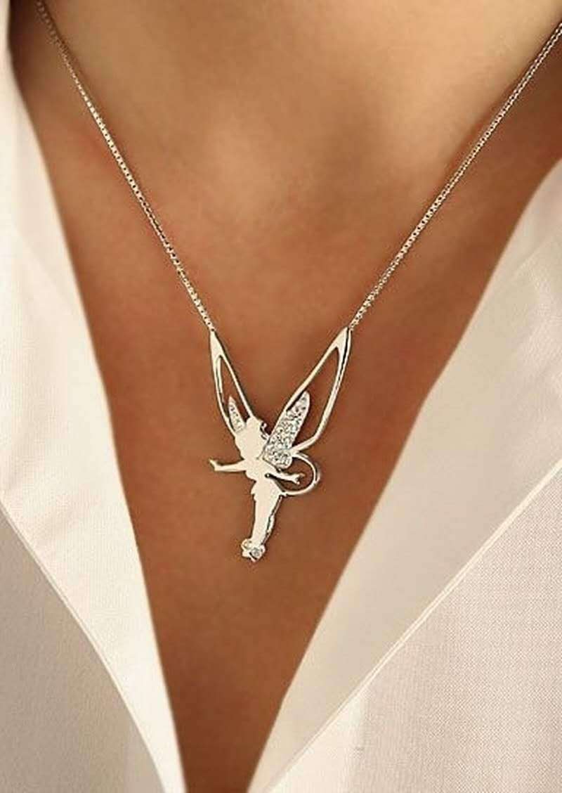 Happy Fairy Necklace in Sterling Silver and Gold