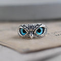 Owl of Luck Adjustable Ring in Silver and Opal
