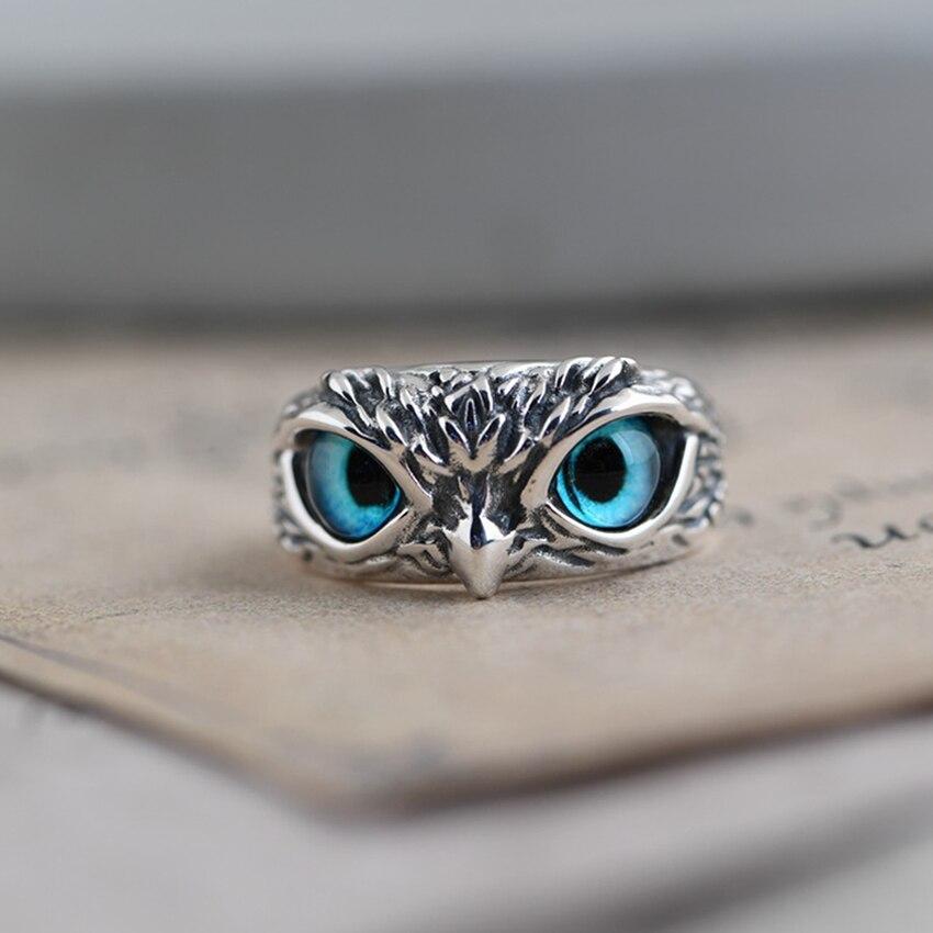 Owl of Luck Adjustable Ring in Silver and Opal