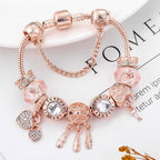 Rose Dreamcatcher Bracelet with Charms in Sterling Silver