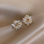 Luxurious White Opal Earrings in Gold
